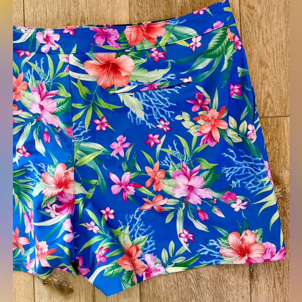 Tommy Bahama Blue-Pink Floral Board Swim Shorts - Picture 5 of 5